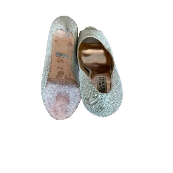 Badgley Mischka Womens Silver Ponderosa Platform Peep Toe High Heel Pump 7.5 - Picture 5 of 8